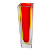 Red and yellow cubic Sommerso vase by Seguso, Murano, Italy, 1970