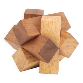 Wooden puzzle paperweight, 1970s
