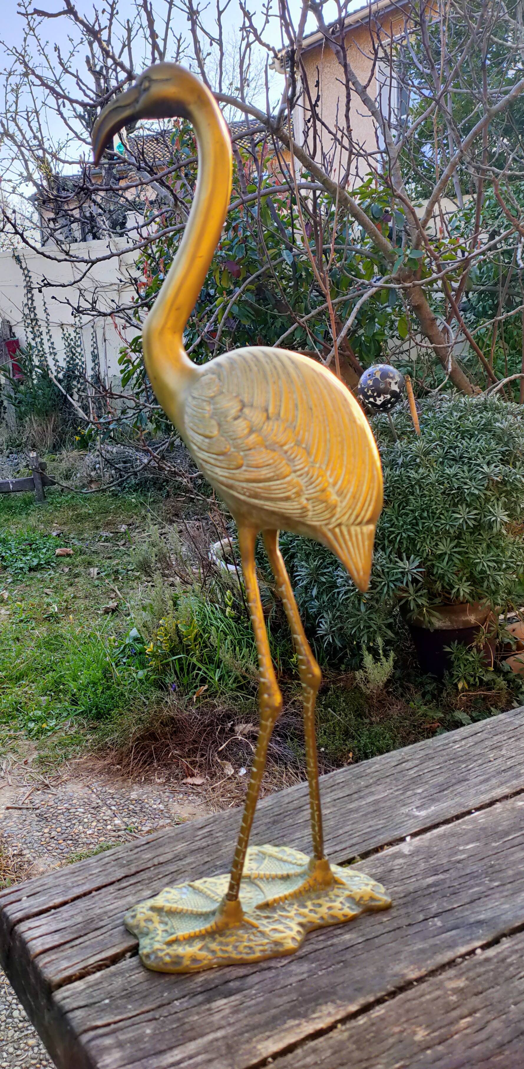 Brass flamingo