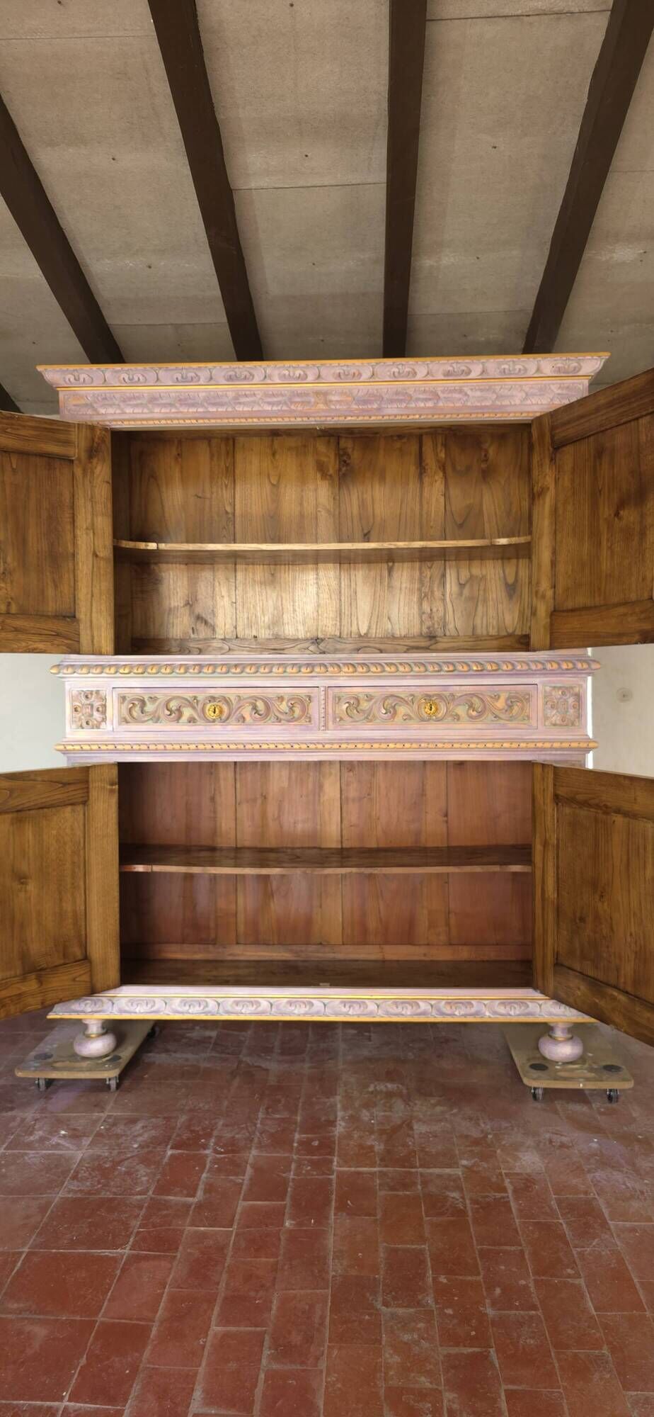 19th-century Renaissance Revival two-body cabinet: inspired by Monet's water lilies.