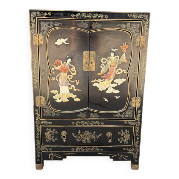 Meuble chinois laqué Tianjin vintage