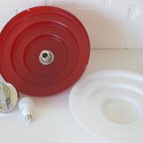 Vintage Scandinavian Design Hanging Lamp / Red Plastic Pendant Light 1970's