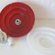 Vintage Scandinavian Design Hanging Lamp / Red Plastic Pendant Light 1970's
