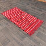 Red Moroccan kilim carpet