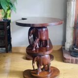 Mid-20th century Elephant shelf console in solid mahogany