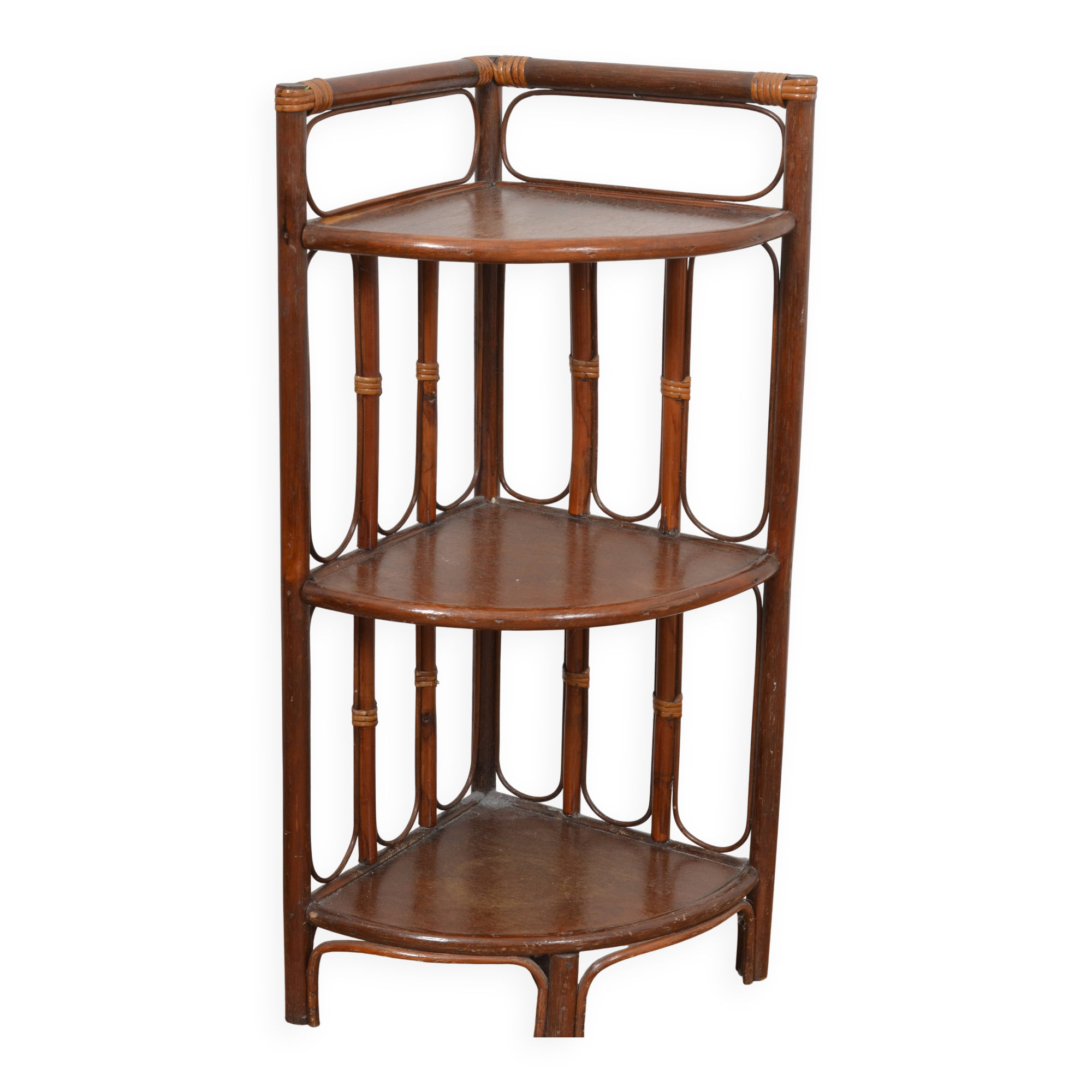 Rattan corner shelf