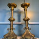Paire de chandeliers néo-gothiques h=42cm