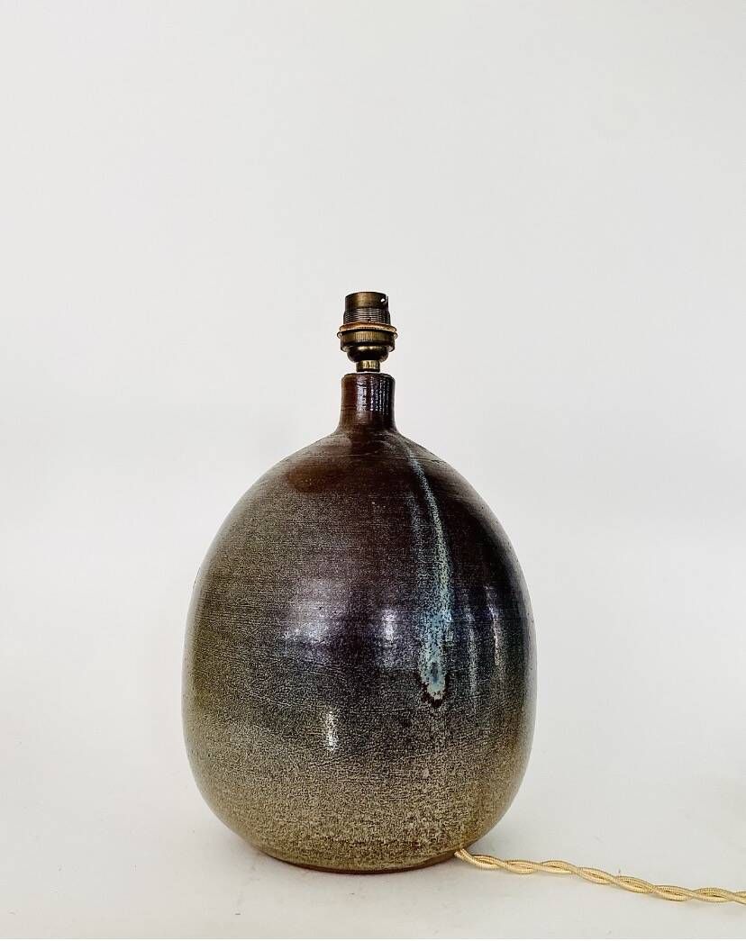 Pied de lampe en céramique et câble en tissu tressé