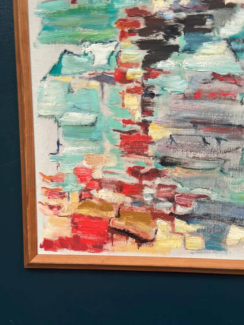 Swedish Oil on Canvas“Abstract Composition” by Klas Engman– Vintage &Framed