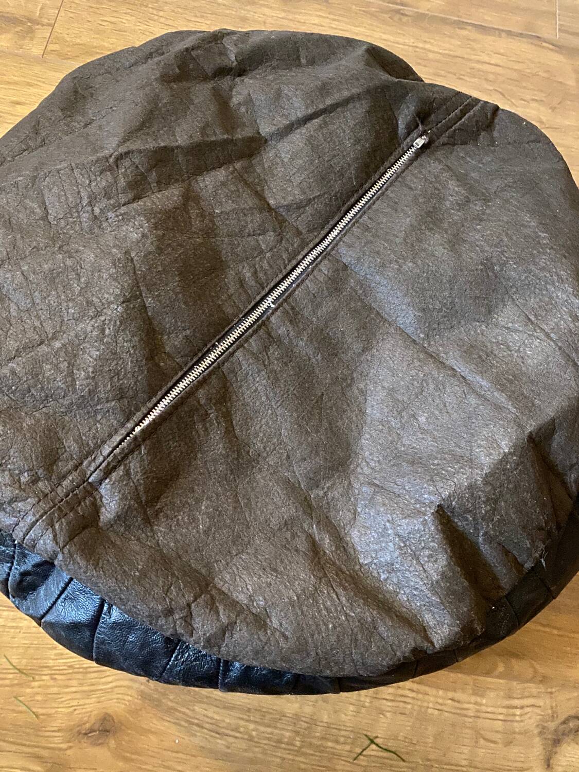 Patchwork leather pouf in de Sede style