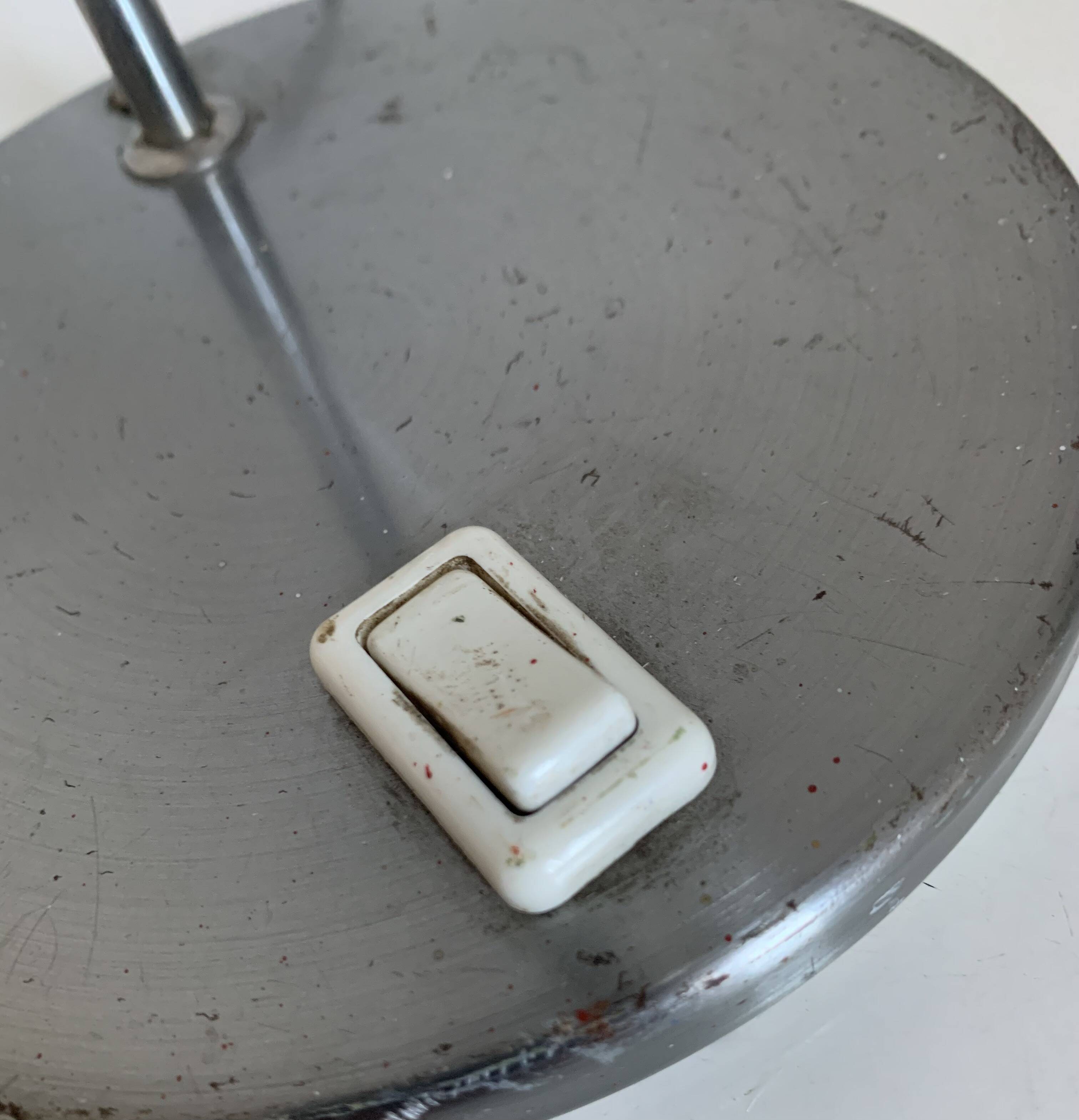1960s vintage table lamp eyeball brushed steel Aluminor - 34 cm