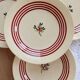 4 vintage Gien ironstone deep plates – Red floral pattern