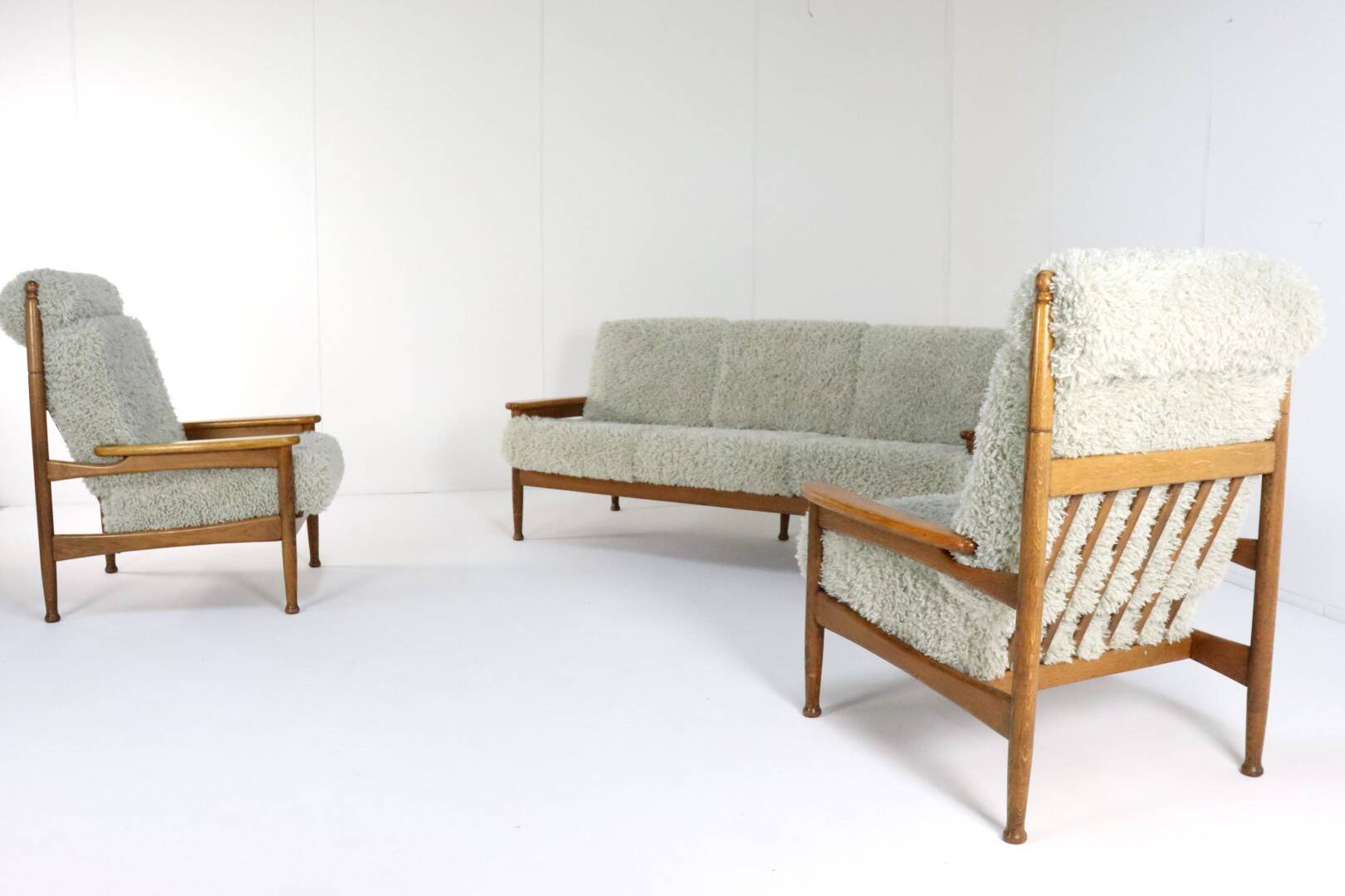 Set van designer bank + 2 fauteuils 'Sliedrecht' - opnieuw bekleed