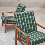 Pair of green patterned armchairs by Ton Bystrice (Thonet) 1960