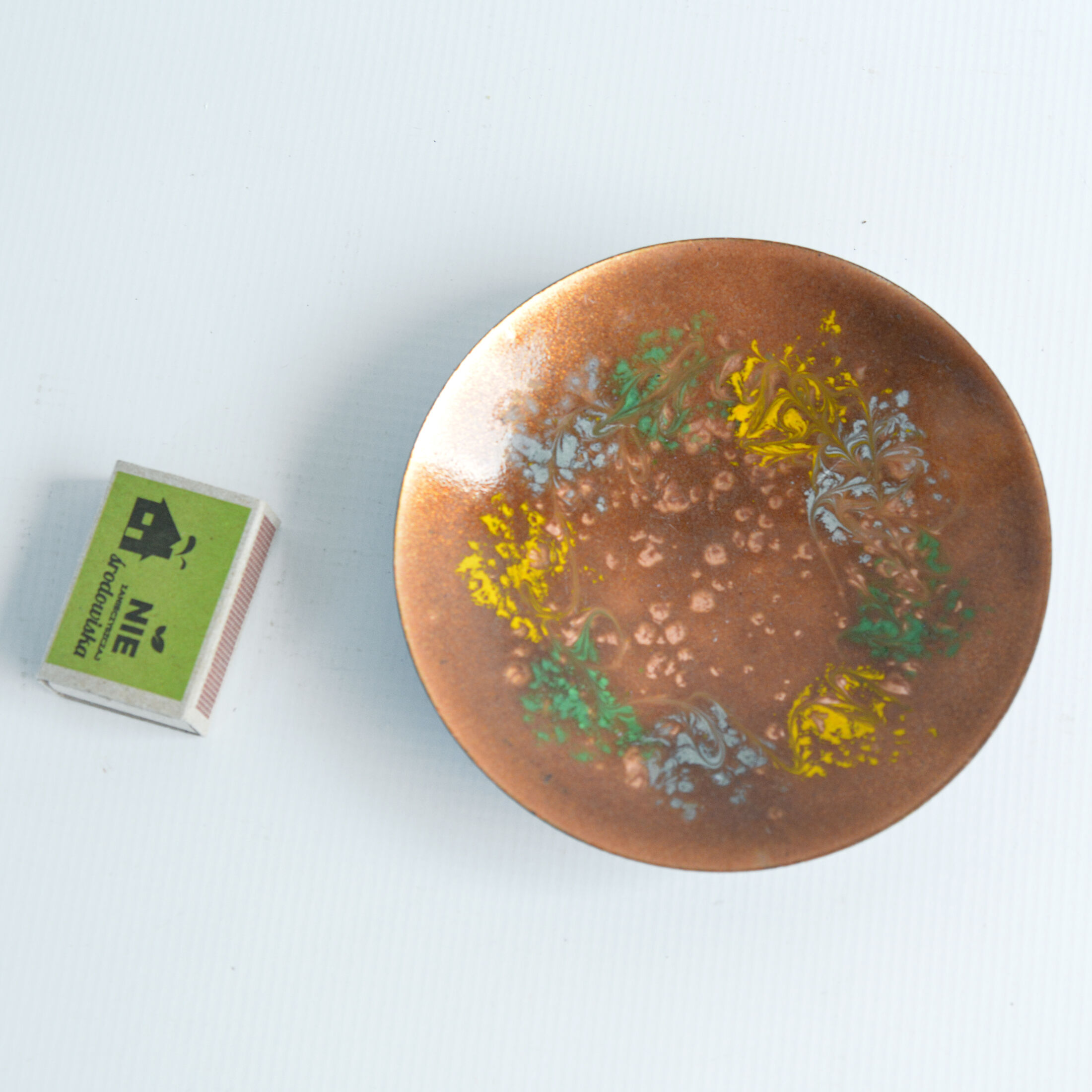 Copper enamel plate, bowl, Germany, 1960s