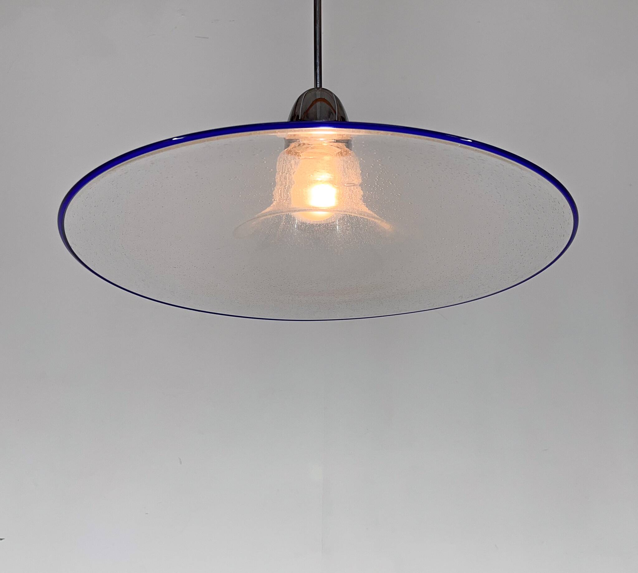 Space Age Italian Bubble Glass & Chrome Pendant Light, 1970's