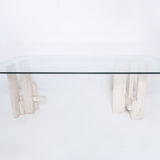 Rare architectural travertine table by Willy Ballez