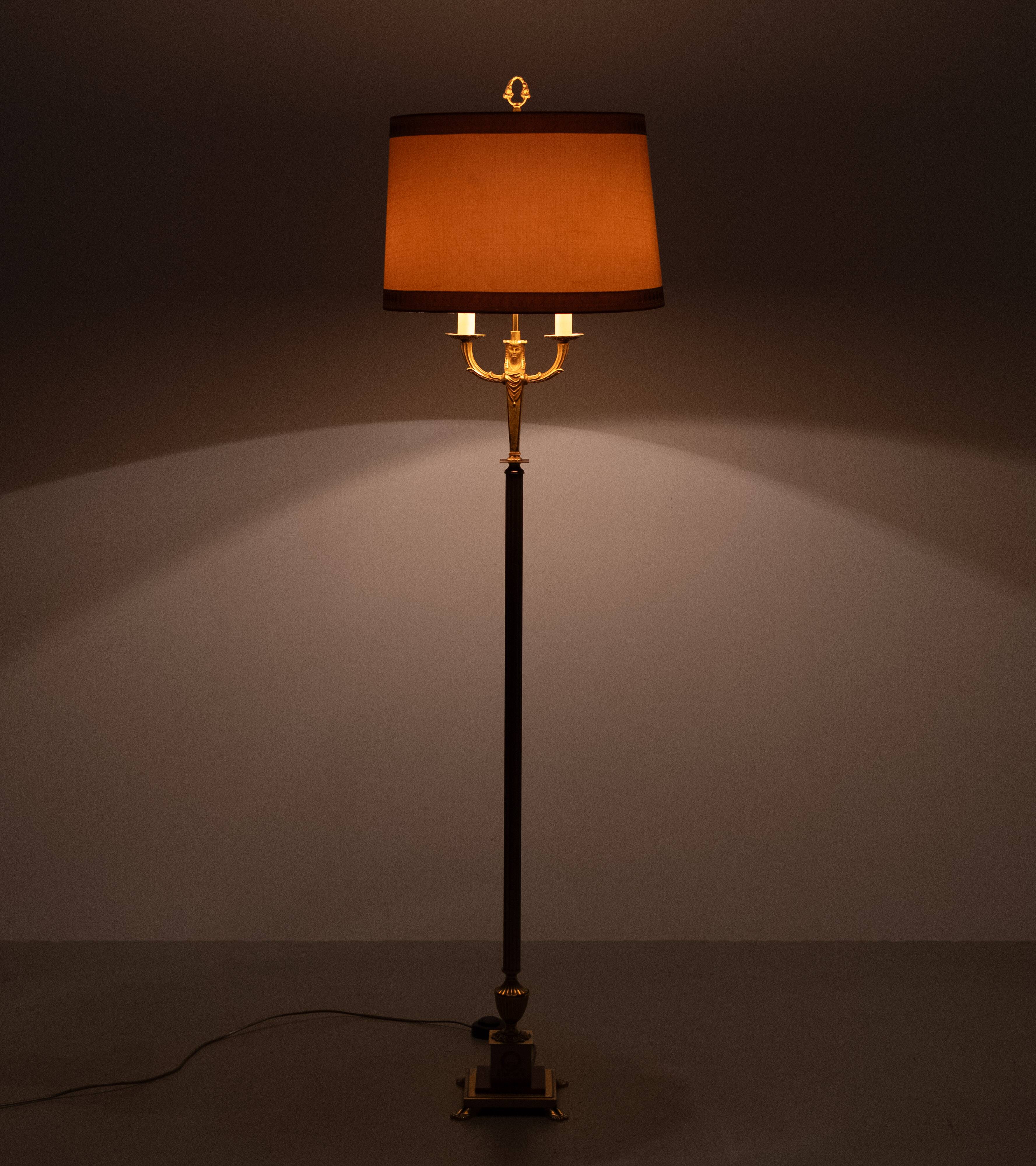 Lampadaire Empire en bronze doré, France, années 1950