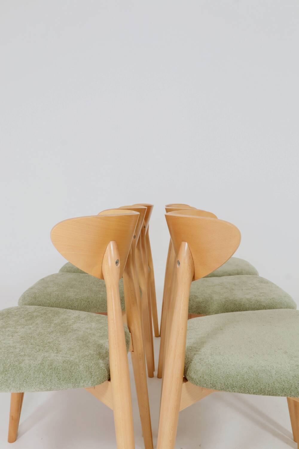 Dining room chairs set of 6 sage green Scandinavian design