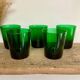 5 grands verres verts vintage