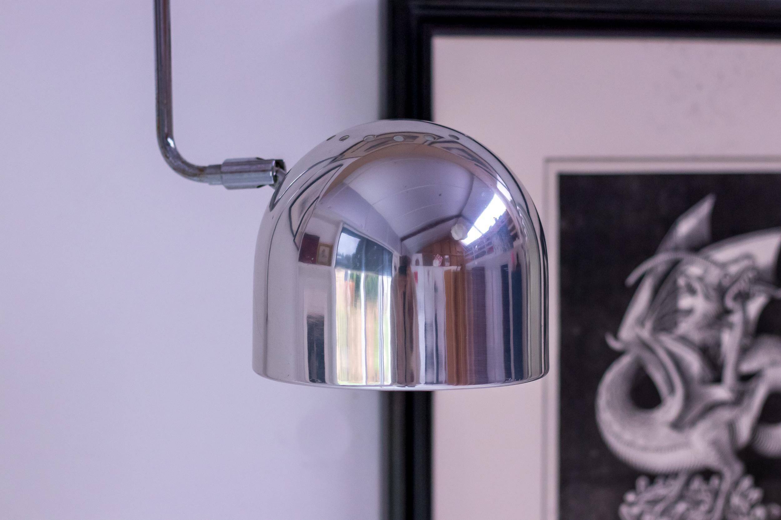 Stilnovo Wall Lights polished chrome lampshade Italian from the mid-20th century.