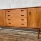 Teak sideboard 220 cm 3 doors 4 drawers 1960