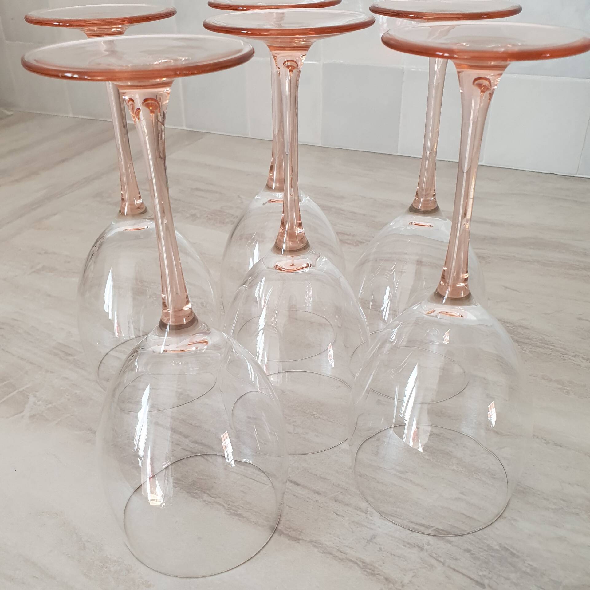 6 Verres à Eau ou Vin / verre à pied Rose par Luminarc