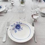 Set of 6 blue ironstone deep plates.