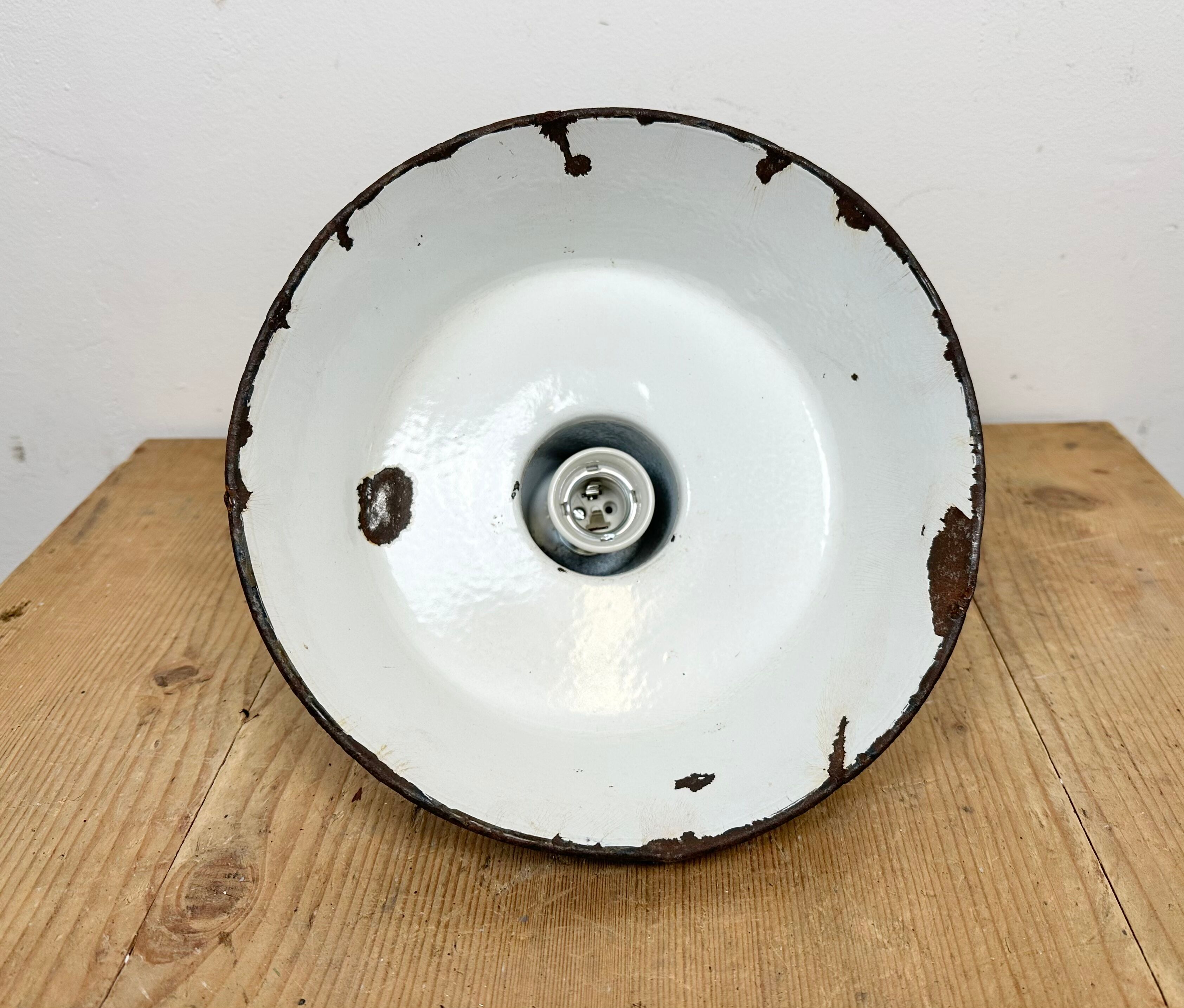 Small Industrial Blue Enamel Pendant Lamp, 1960s