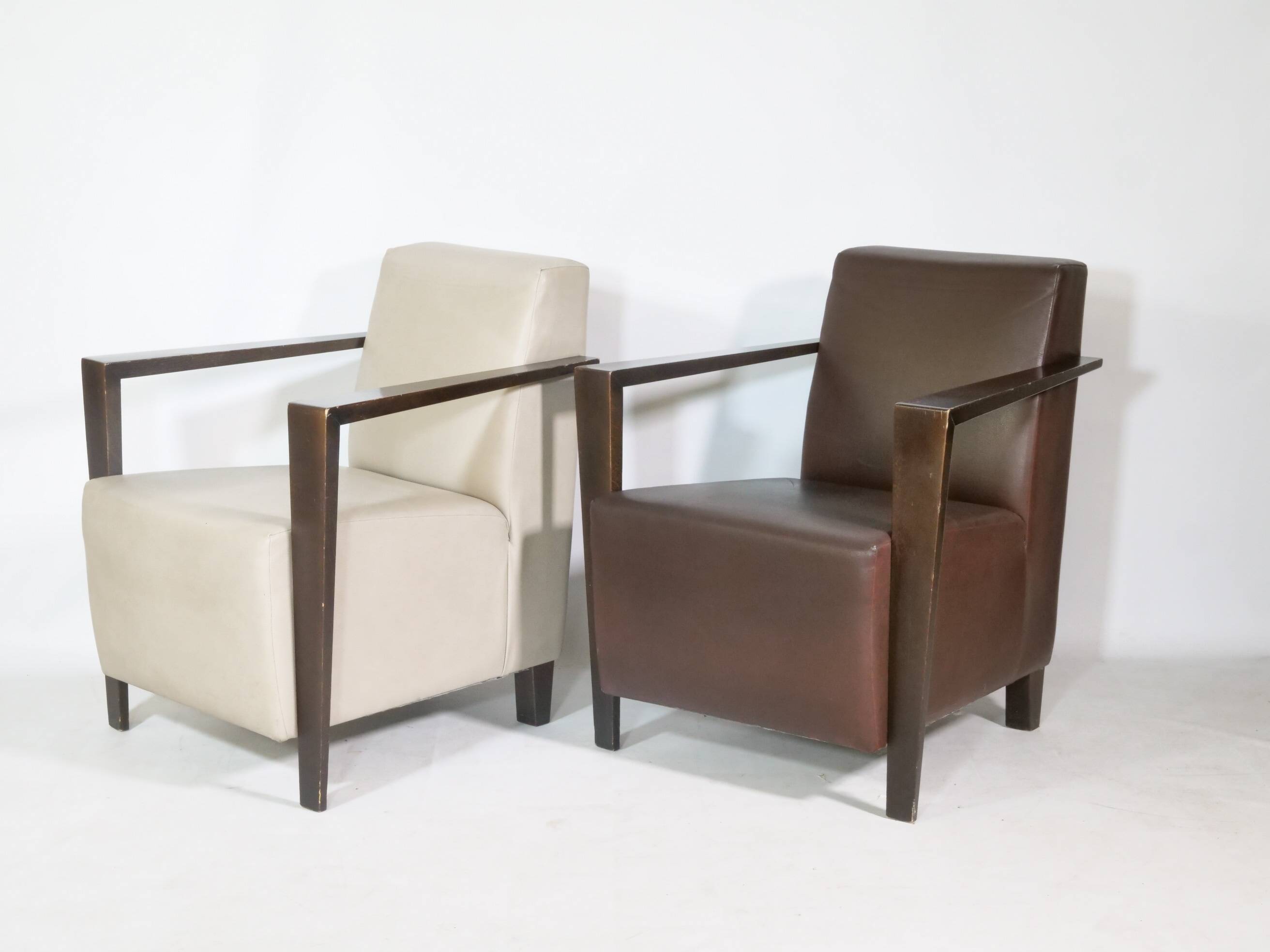 Franz Fertig Dresden leather armchair design, set of 5, 1960s