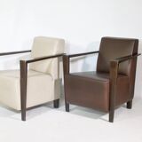 Franz Fertig Dresden leather armchair design, set of 5, 1960s