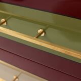 Mid-Century Italian Wood, Brass & Glass Sideboard, 1960s.