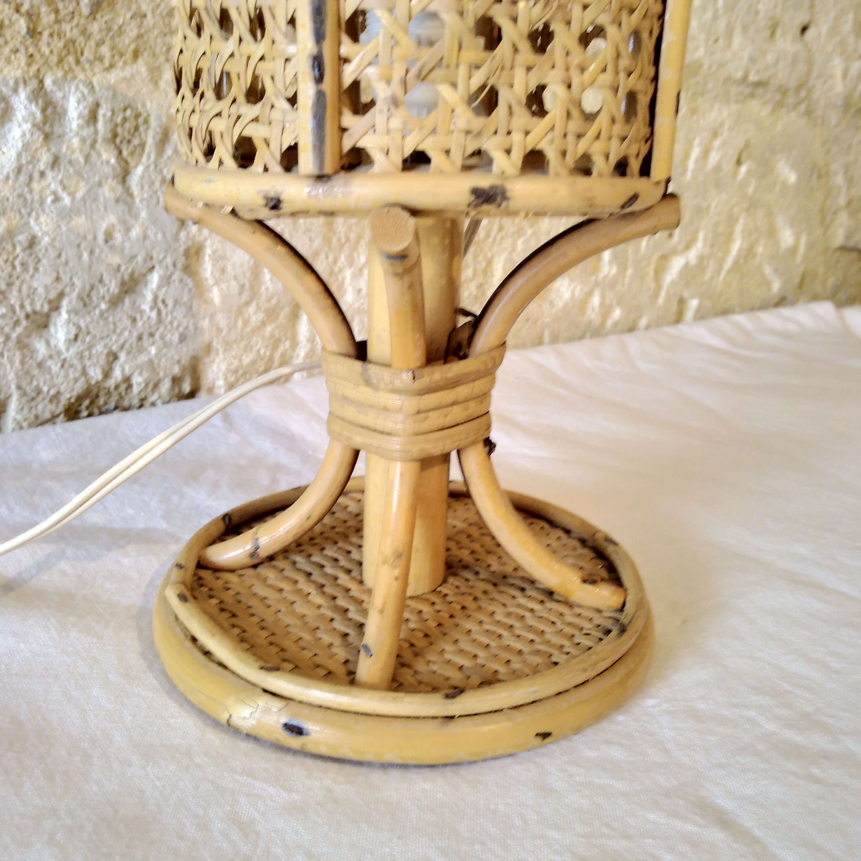 Rattan and caning lamp, 1960