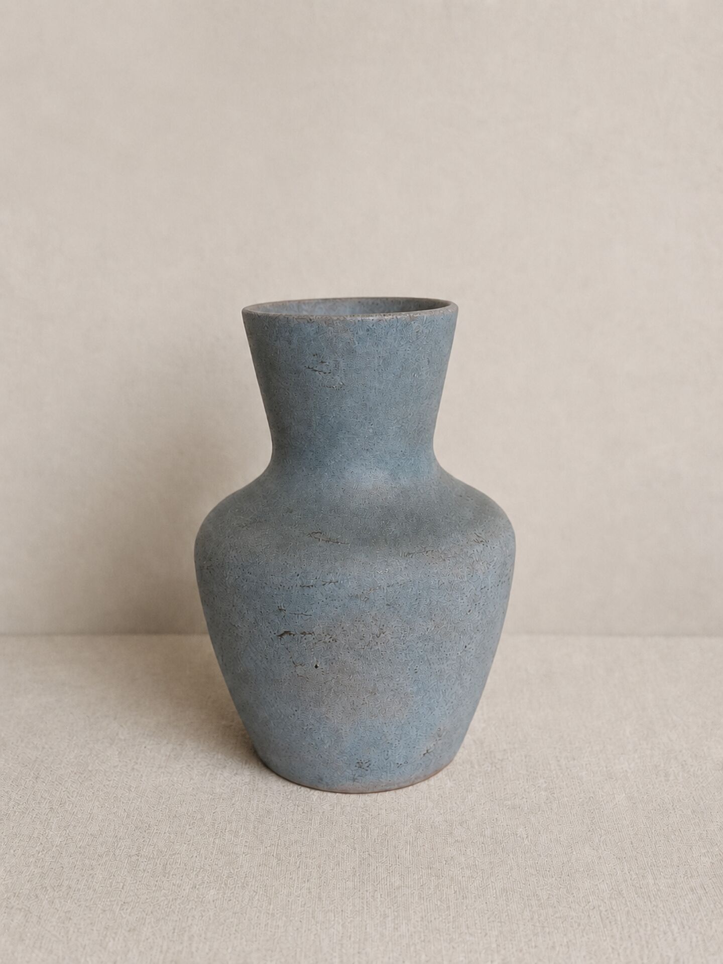 Small blue-grey glazed stoneware vase signed CB, studio work, year