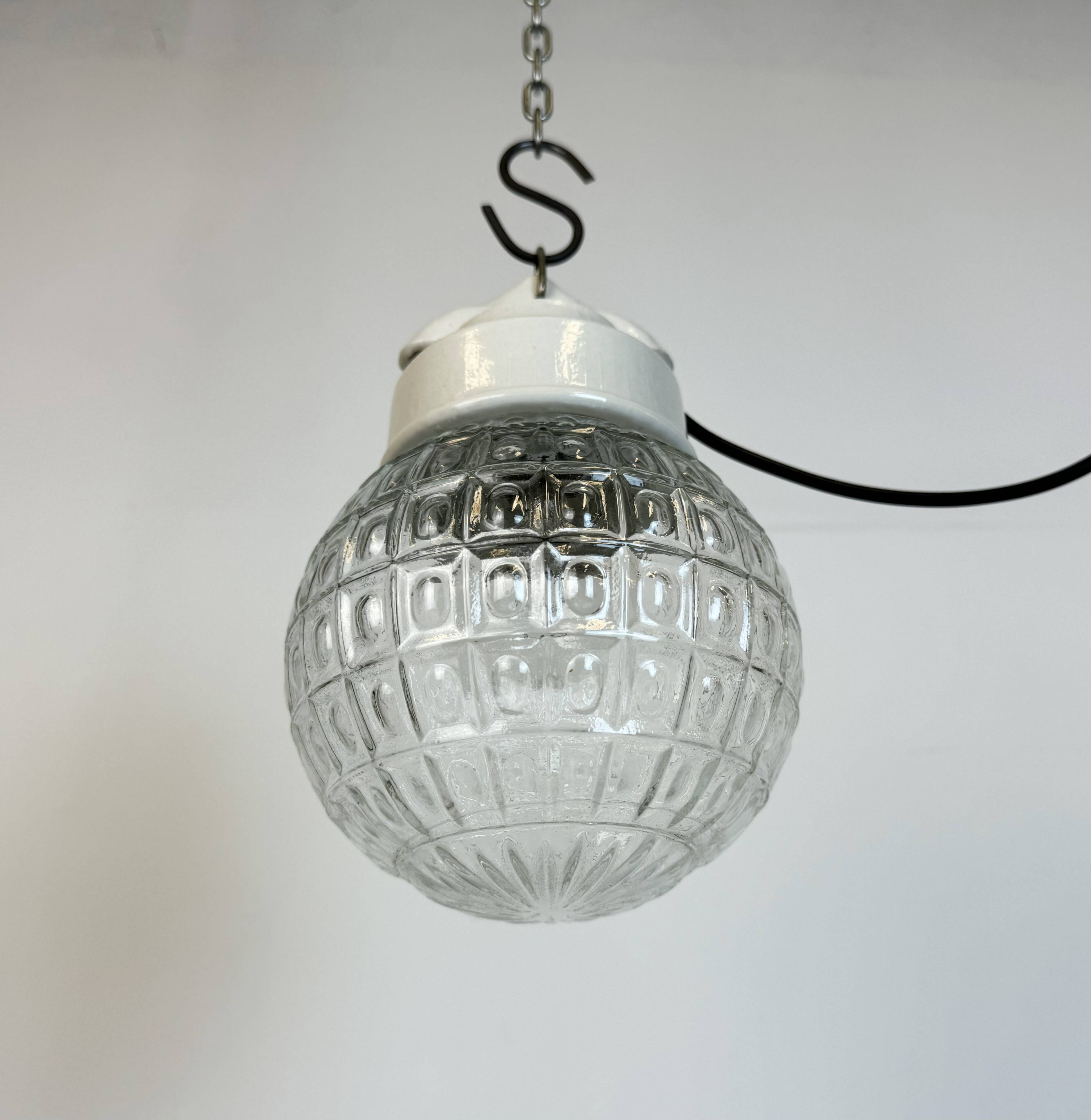 Vintage White Porcelain Pendant Light, 1970s