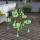 Italian chandelier with 5 lights in green opaline glass with uranium - ouraline