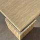 Large designer coffee table in travertine, eye shape, Roche Bobois edition from the 80s