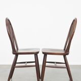 Set of 4 wooden vintage in English style Windsor slat chairs from the 70s.