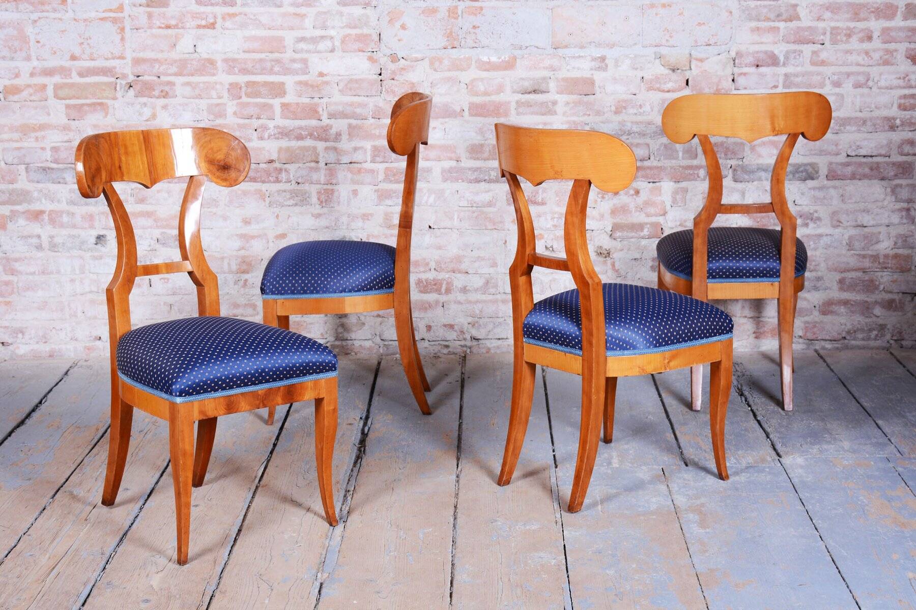 Biedermeier Cherrywood Chairs, Austria, 1820s, Set of 4