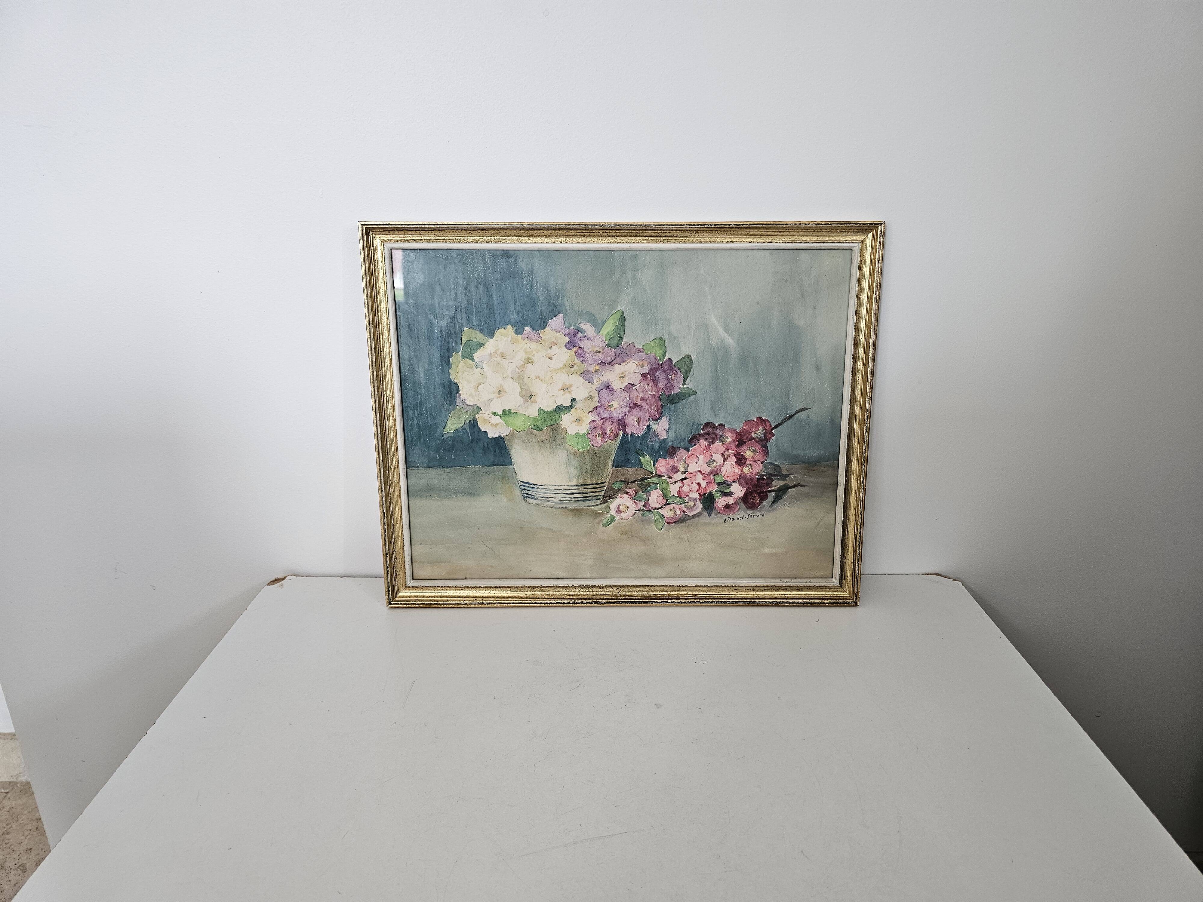 Tableau - Aquarelle Bouquet de fleurs signé Prochot