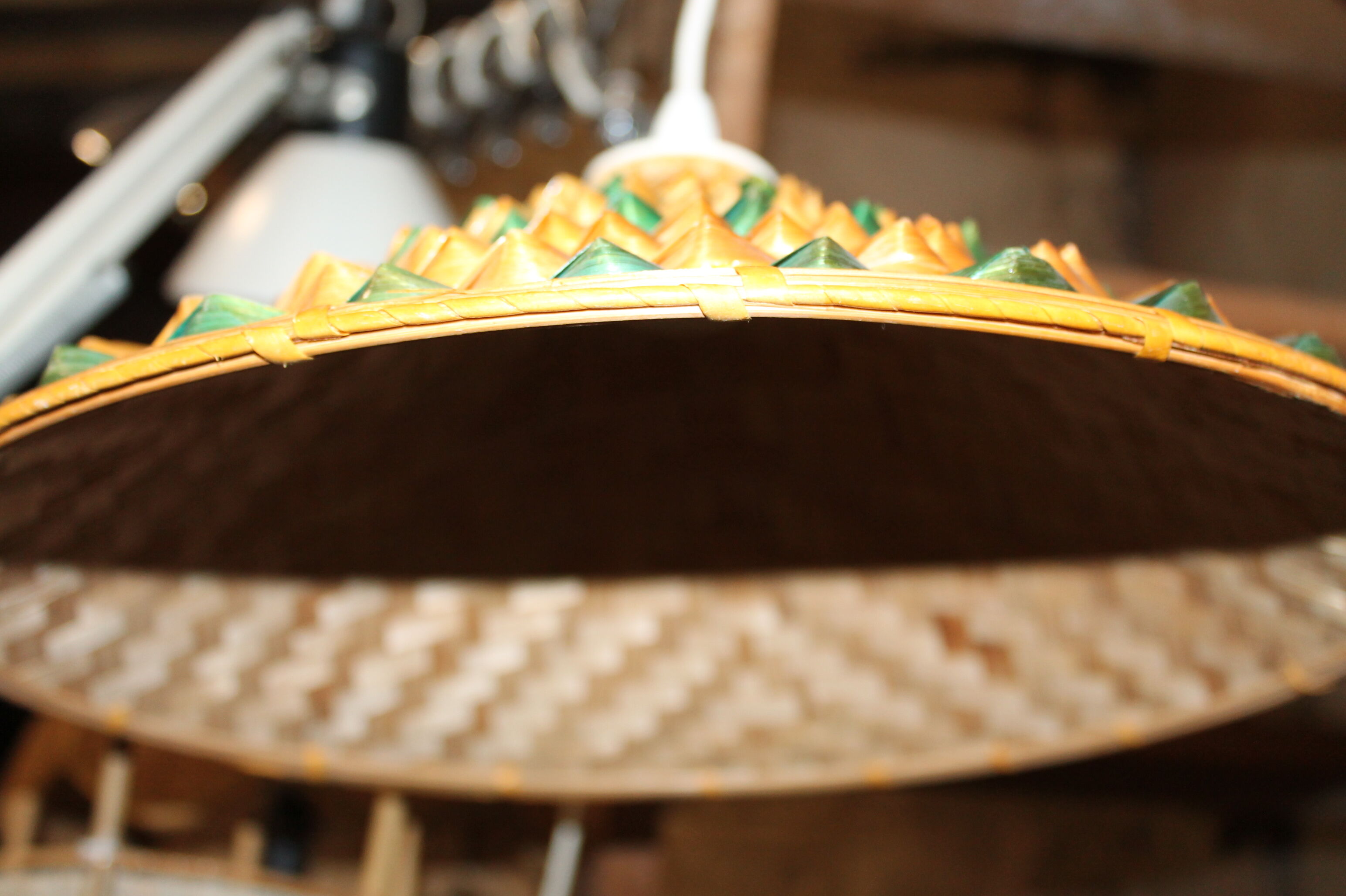 Lot of two braided fiber hanging lamps