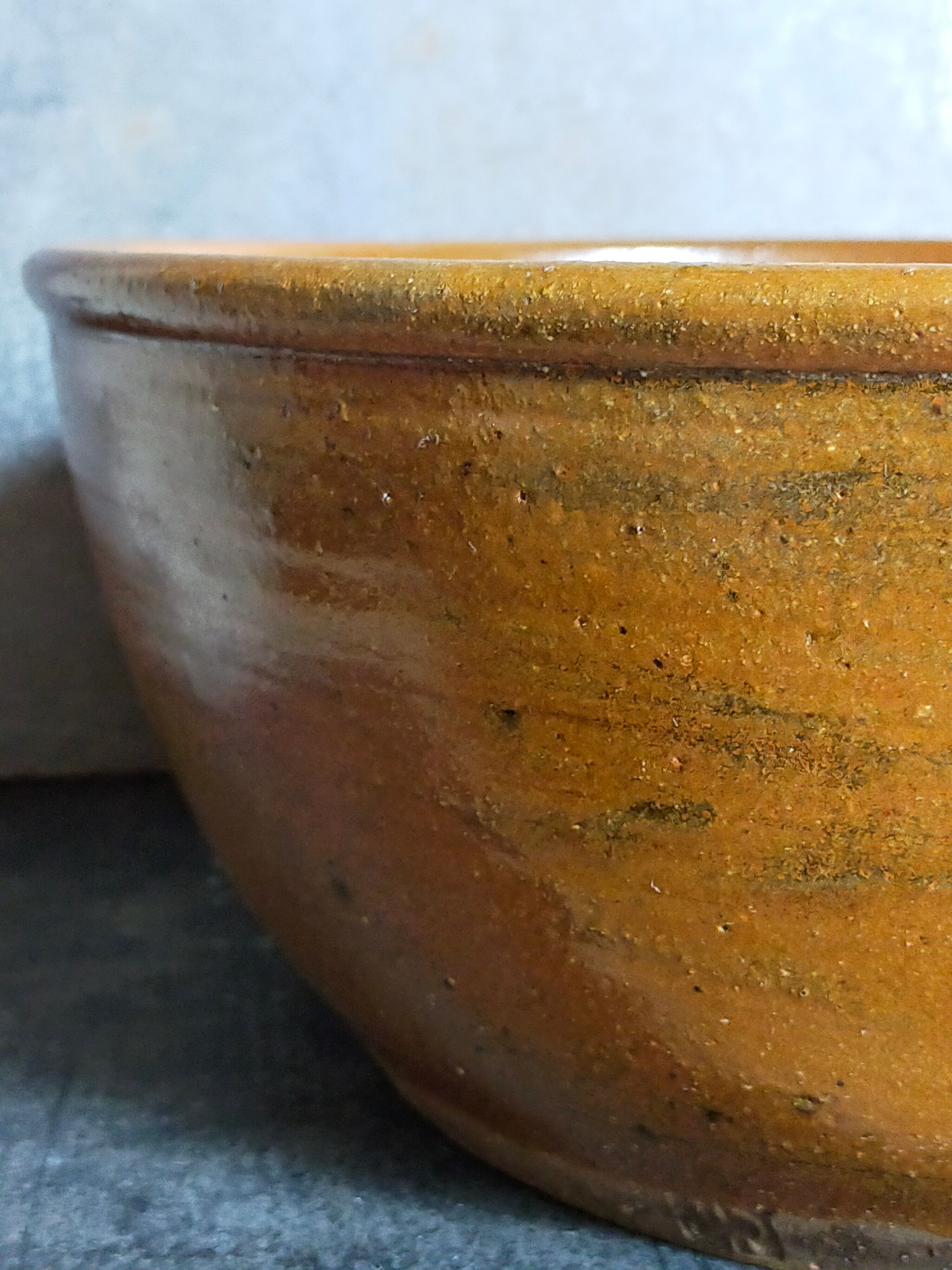 Salad bowl -potter's jatte in enamelled stoneware XXL vintage 30 cm