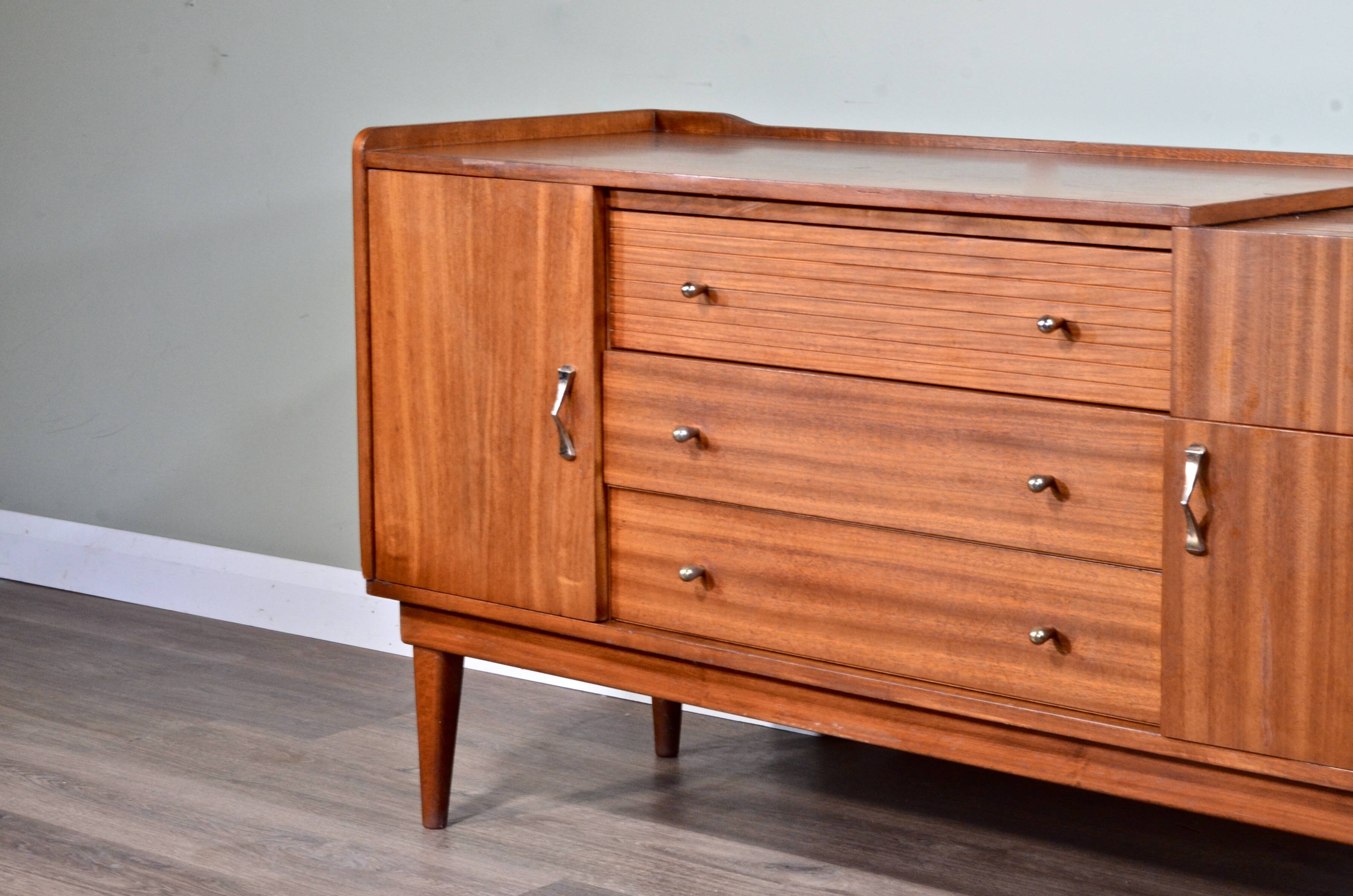 Midcentury Petite Sideboard / Cabinet In Teak From Austinsuite. Vintage Mod