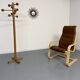 Vintage wooden coat stand with modernist design from the 1970s.