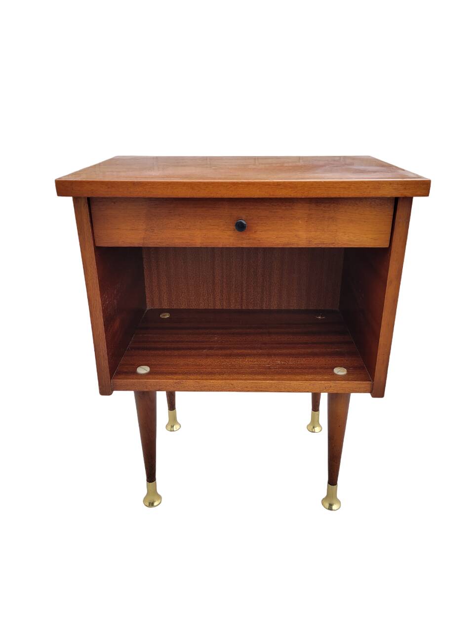 Vintage bedside table with golden pencil legs