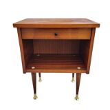 Vintage bedside table with golden pencil legs