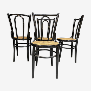 Set de 4 chaises bistrot cané bois courbet