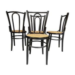 Set de 4 chaises bistrot cané