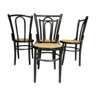 4 chairs bistro cané wood courbet