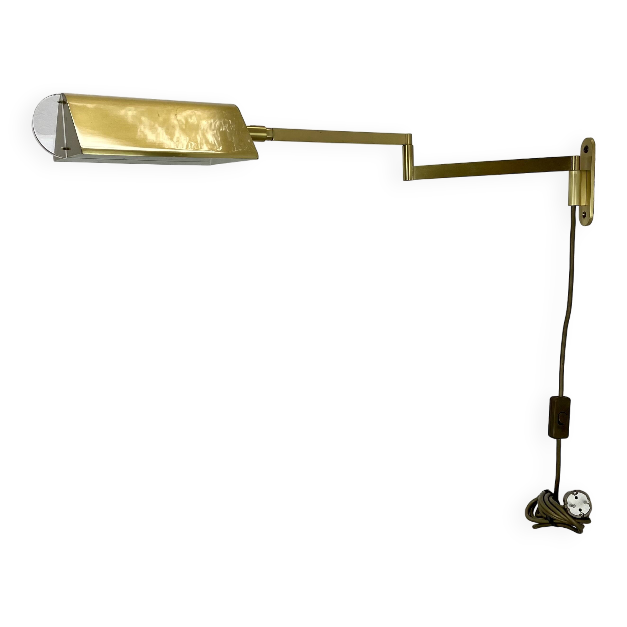 Large 77cm  omi swing arm brass acryl glass wall light italy 1970s